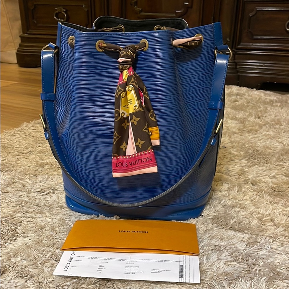 Louis Vuitton Toledo Blue Epi Noe Bag, Gold Hardware, Summer Trunks Bandeau